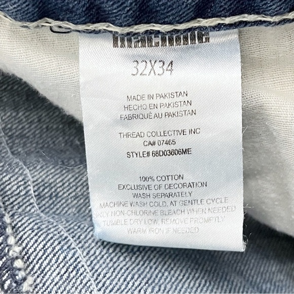 Vintage Machine Distressed Flag Patchwork Straight Leg Jeans Men’s 32 X 34 - Picture 16 of 16